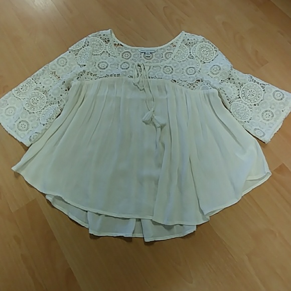 American Eagle Outfitters Gauze & Lace Top - Picture 8 of 8